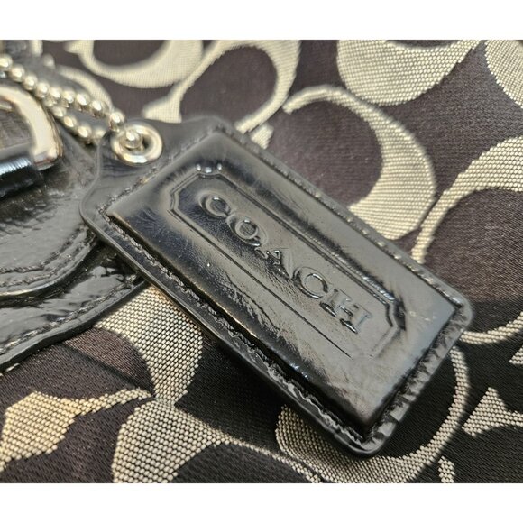 Coach Ashley Signature Black Silver Large Satchel Handbag Shoulder Bag F15443 - Picture 3 of 16
